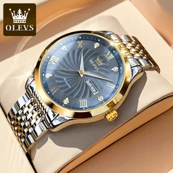 OLEVS 6630 Business Mechanical Watch Gift Stainless Steel Watchband Round-dial Week Display Calendar Luminous