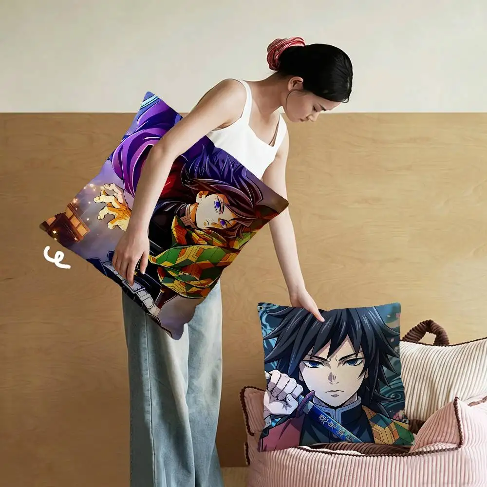 Cartoon Figure Giyu Tomioka Personalized picture text home decorative pillows Household Gifts 45x45cm
