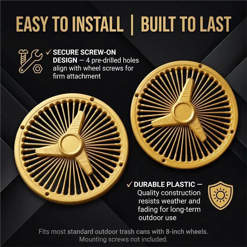 ABMH-Trash Can Wheel Rims 2 Pack 8 Inch Decorative Garbage Bin Wheel Covers Outdoor Wheel Hub Caps For Garden Yard Trash Bin