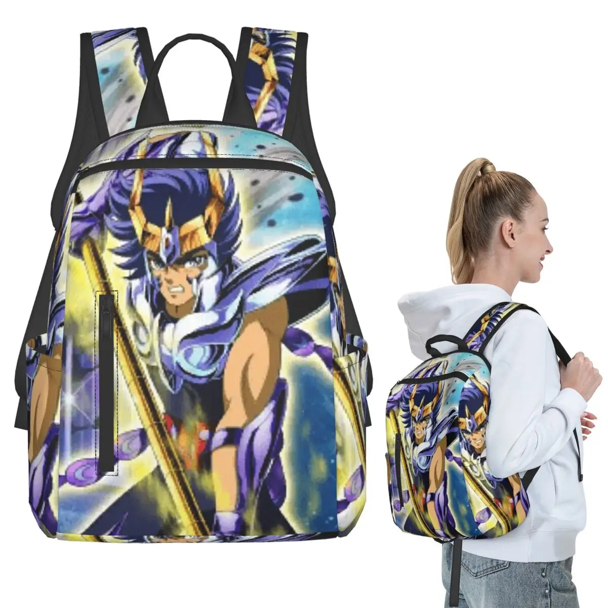 

Anime Knights Of The Zodiac Phoenix Ikki Backpack Student BookBag Children School Bag Computer Shoulder Bags Men Women