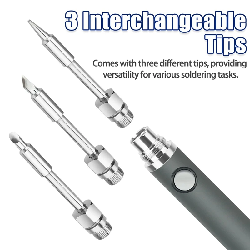 Cordless Soldering Iron Kit Adjustable Temperature Soldering Pen Metal Electronic Welding Tool Pen With 3 Tips