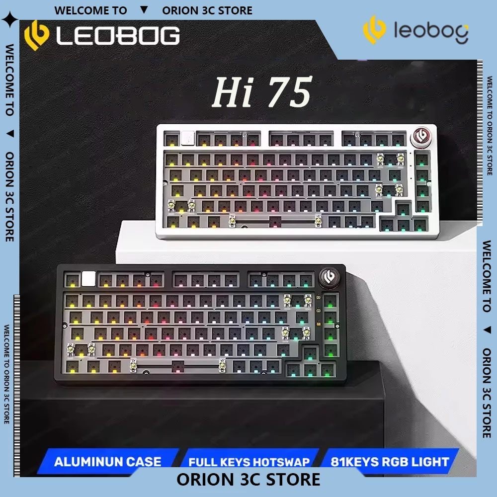 LEOBOG Hi75 81Keys RGB Backlight Aluminium Alloy Hot-swappable Mechanical Gaming Keyboard Kit Desktop Custom Gamer Accessories