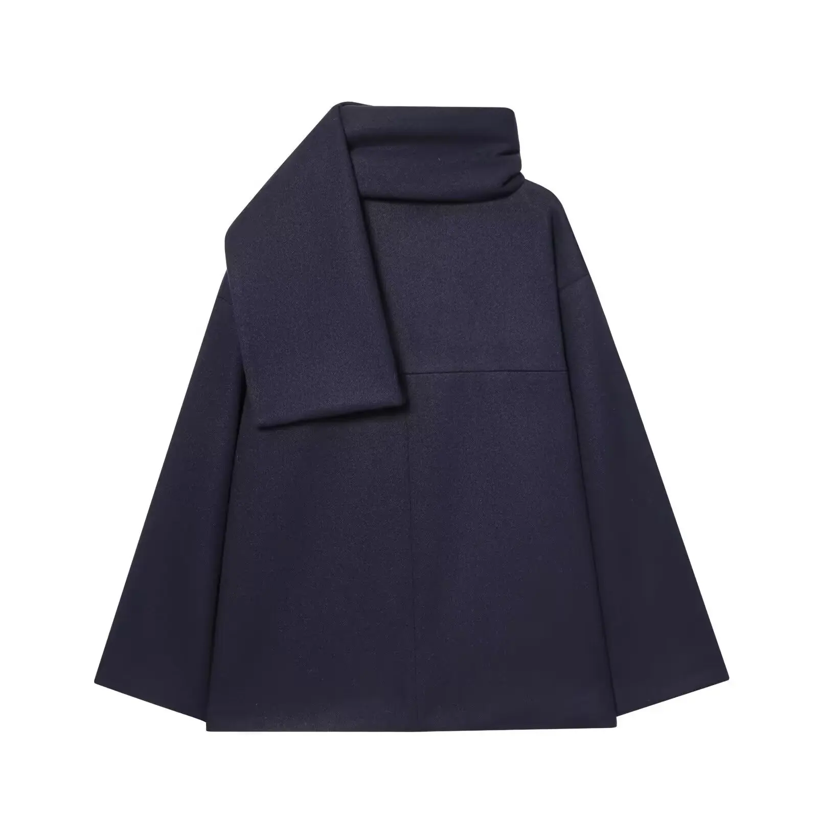 Fashionable ZR Wind Mixed Fiber Short Coat with Scarf Ladies' Outerwear Stylish Versatile Spring 2026 Polyester Standard Fit