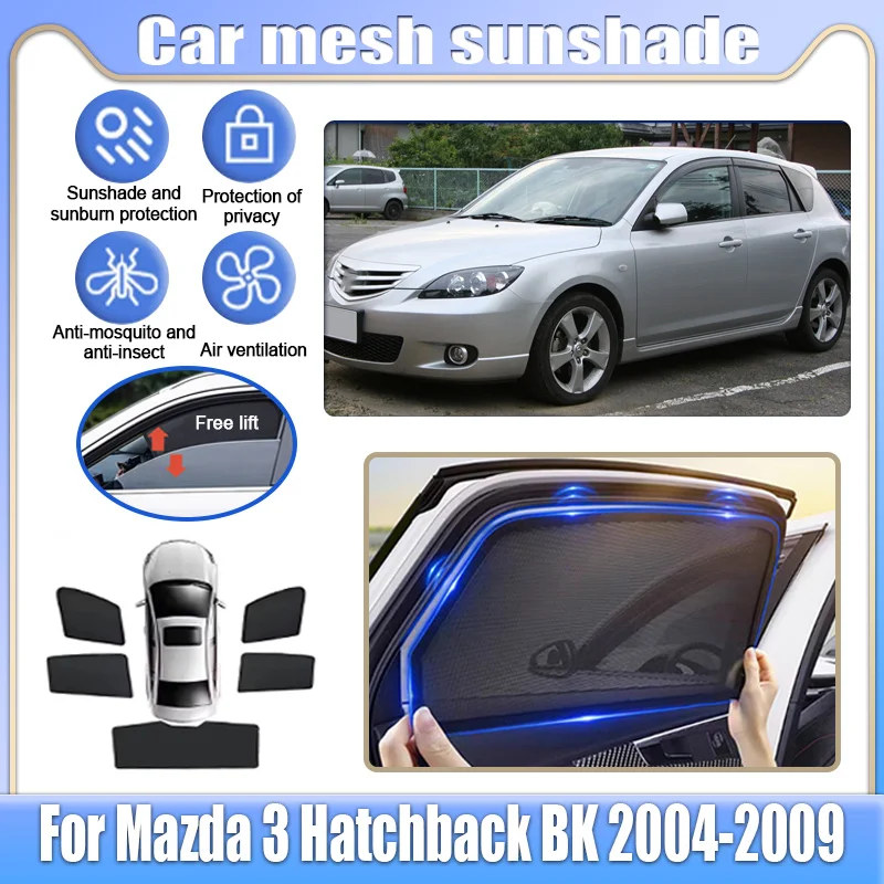 

For Mazda 3 Hatchback BK 2004–2009 Car Mesh Shades Window Sunshade Sunscreen Privacy Curtain Sun Visor Mosquito Auto Accessories