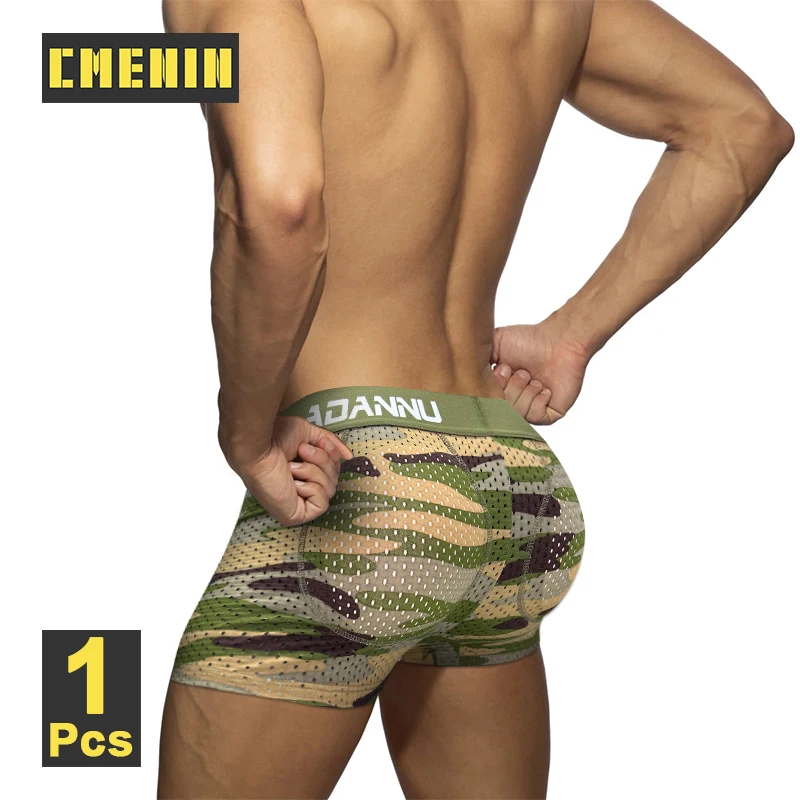 CMENIN Sexy Cotton Camouflage Men Boxershorts Sponge Butt Lifting Men\'s Panties Sissy Man Underwear Breathable Men Boxer Briefs