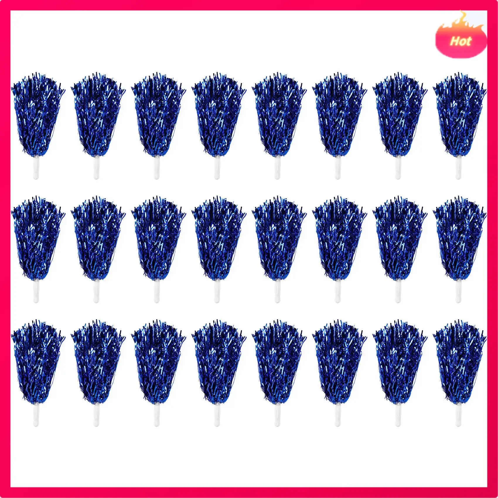 

Multi 24Pcs Cheerleading Pom Poms Metallic Foil Cheer Pom Poms With Plastic Handle For Adults Kids Cheerleaders Party