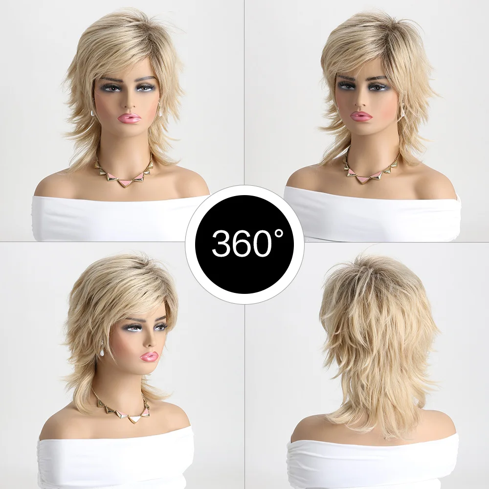 Fashion Synthetic Short Curly Wig with Side Bangs, Natural Look Cosplay Party Heat Resistant Fiber Hair Costume Wig for Women