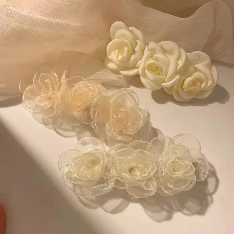 

Fashion Fabric Camellia Flower Hair Clips for Women Sweet Spring Clip Headpiece Wedding Hairpins Korean Hair Accessories