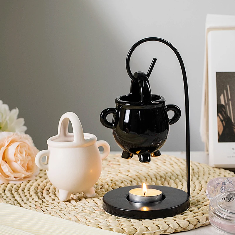 Ceramic Essential Oil Burner Melt Gift Furnace Warmer Tealight Candles Holder Porcelain Candlestick Living Room Home Decoration