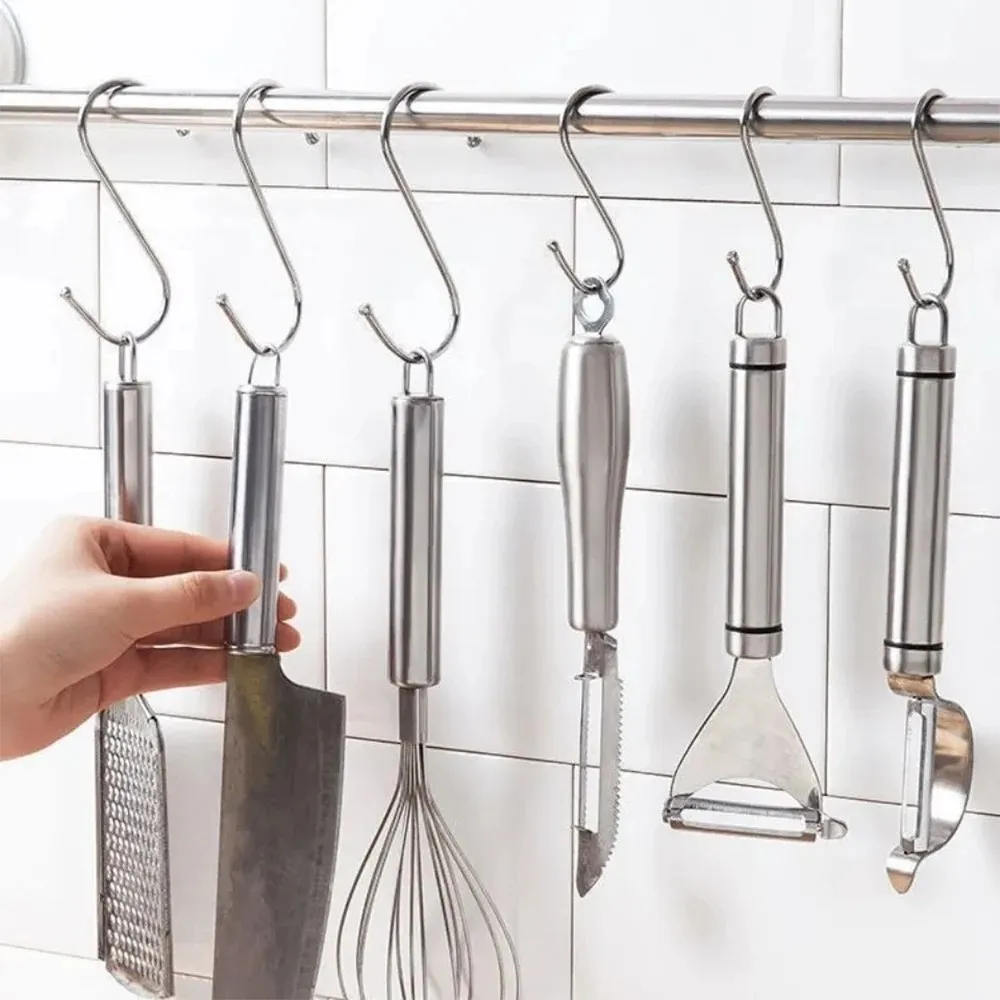 

S-Shape Stainless Steel Hooks With Sharp Tip Utensil Meat Clothes Hanger Hanging Hooks Multi-Function Kitchen Bedroom Hooks