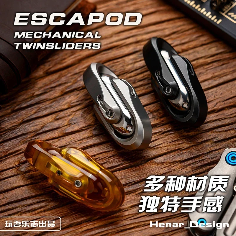 WANWU EDC Push Slider Escapod Mechanical TwinslidersDouble Push Egg Fidget Stress Relief Metal Toy Original