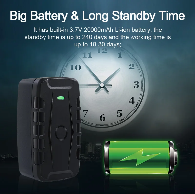 Real-Time Car GPS Tracker 2G/4G TK918 with 20000mAh Battery Long Standby Magnet Tracker Latest LTE & GPS Navigation Tkstar Model