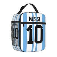 Bolsa de almuerzo aislada personalizada Messis 10 Football Merch para almacenamiento escolar, cajas de comida, loncheras térmicas a prueba de fugas