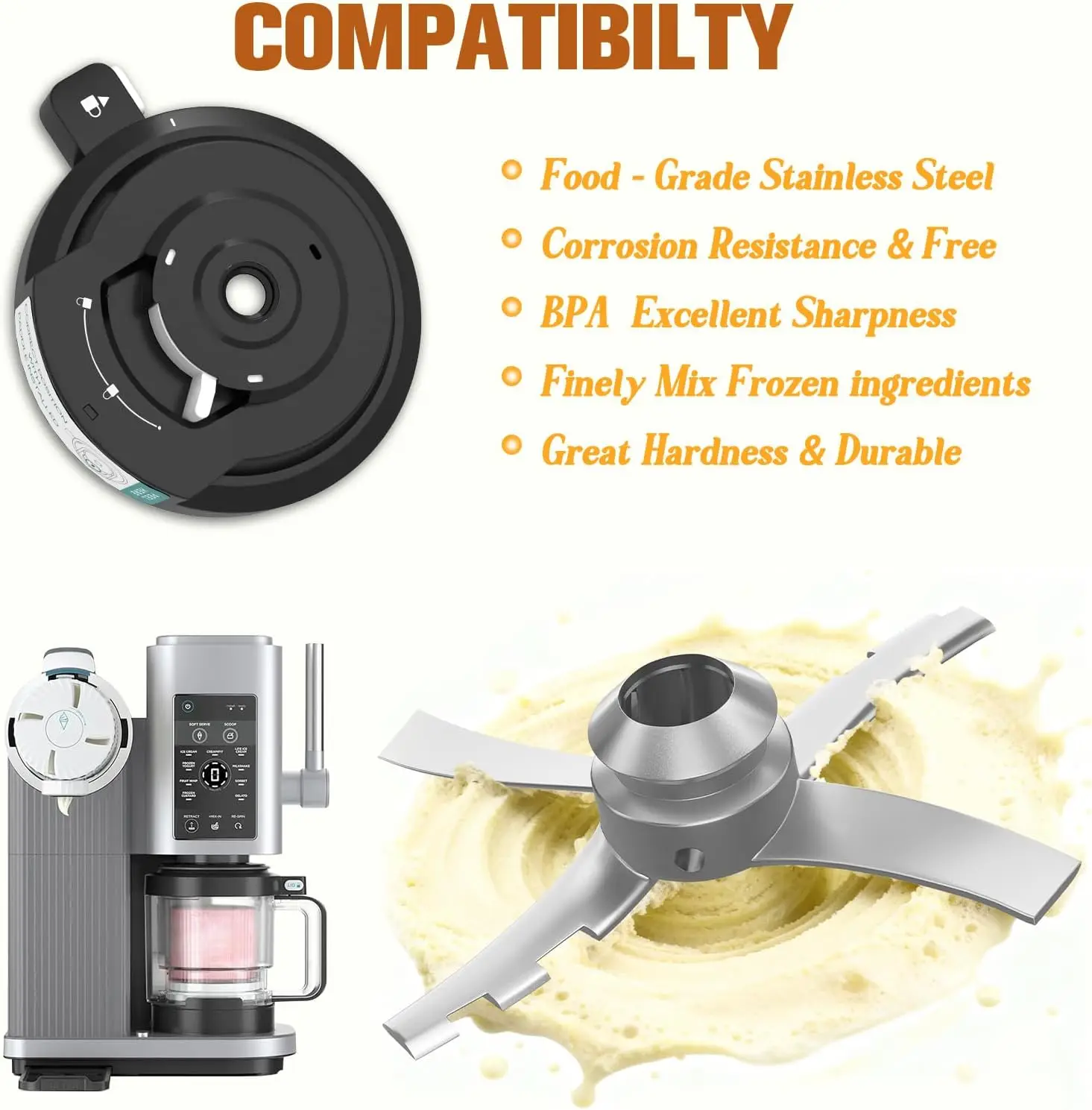 Запасная внешняя крышка чаши для мороженицы с лопаткой, совместимая с Ninja Swirl NC700 NC701 NC701Q CN701CO
