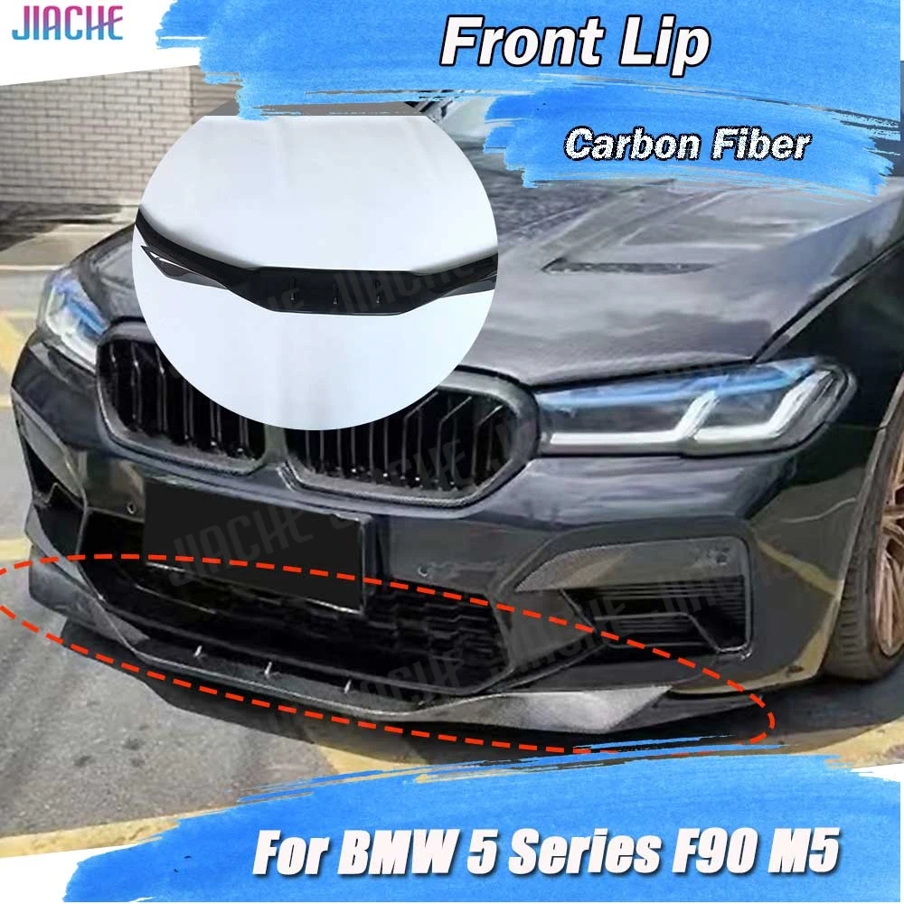 Dry Carbon Fiber Car Front Bumper Lip Diffuser Spoiler For BMW 5 Series F90 M5 2021+ FRP Front Lip Guard Body Kits