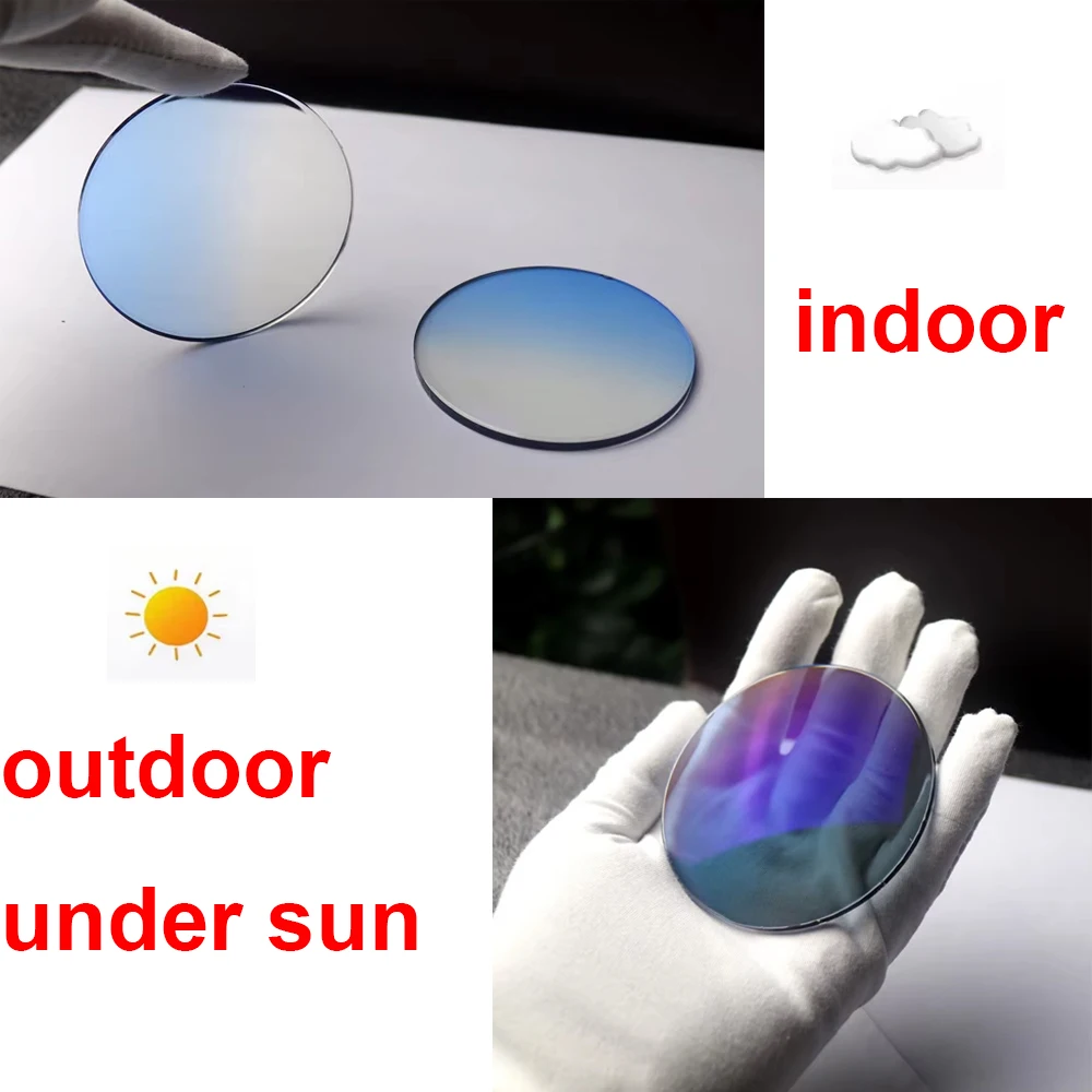 MR-8 Dyeing Photochromic Prescription Lens 1.61 1.67 1.74 Tinted Colorful Sunglasses Lenses UV400 Driving Sunglasses Lens 2 Pcs