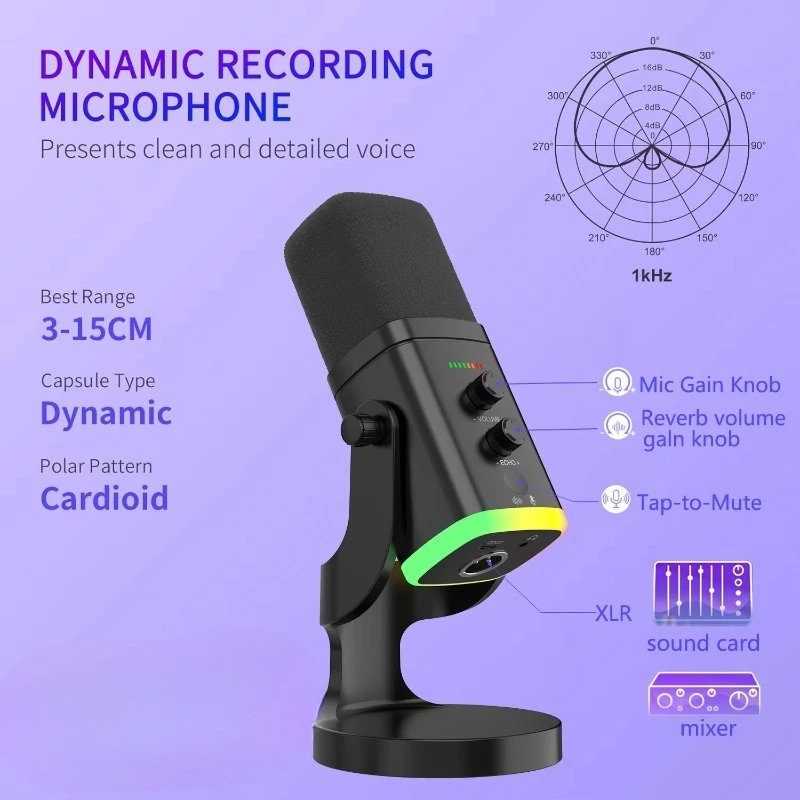 Gaming Microphones Wired PC Streaming Podcasts Noise