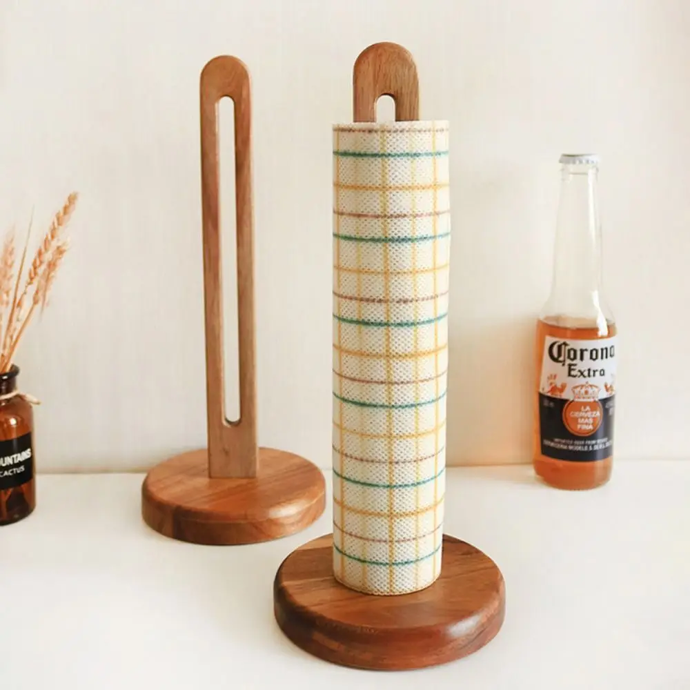 Solid Wood Tissue Holder Modern Free-Standing Non-Slip Napkins Shelf Waterproof Durable Roll Paper Storage Rack Dining Table