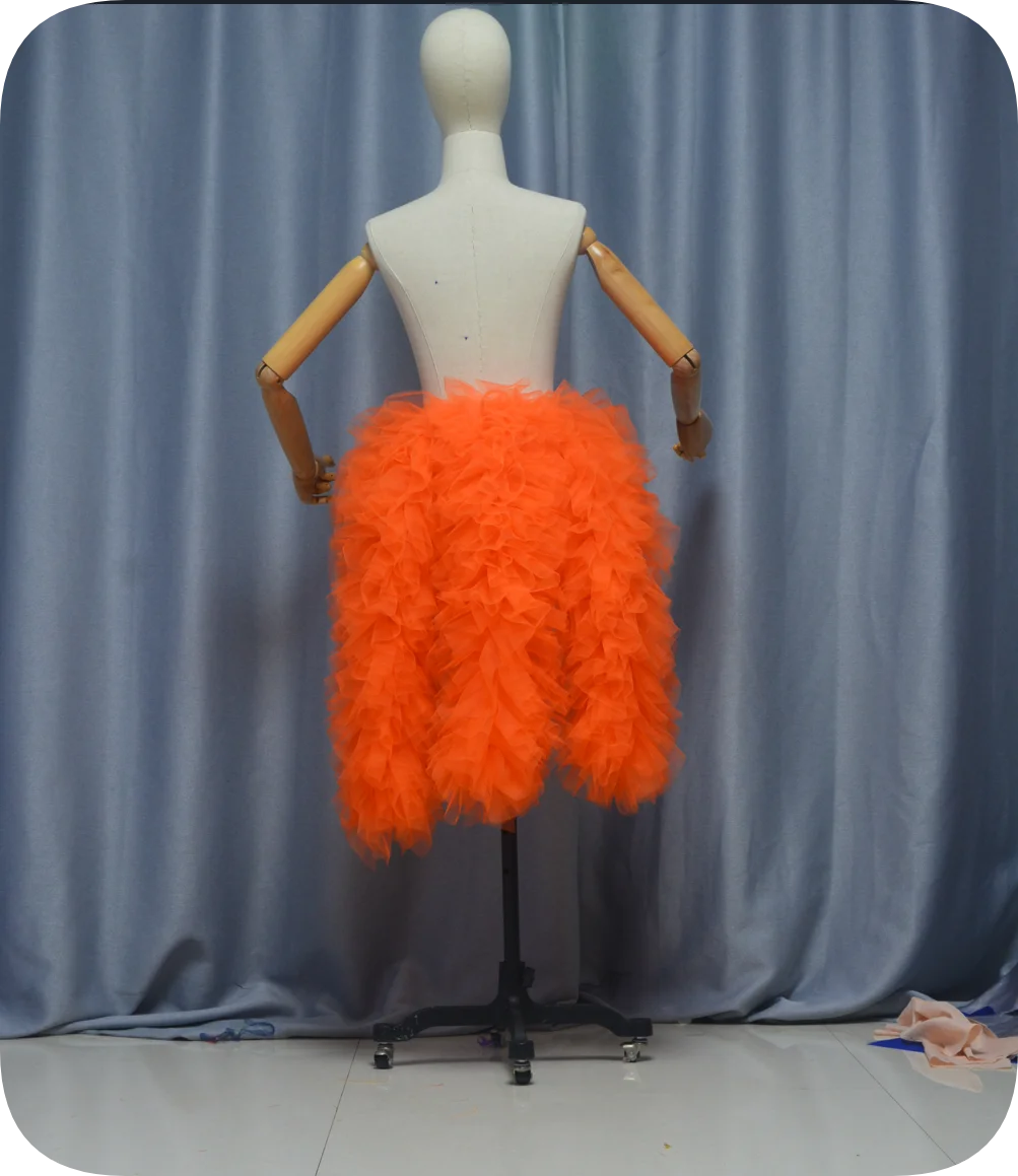 Sexy Tulle Trailing Stage Performance Fluffy Skirt Fluffy Collar Dance Costume Dance Runway Carnival Detachable Train Custom