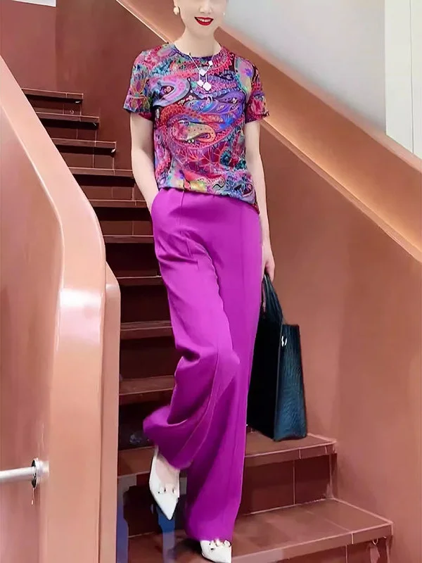 

Fashionable Pink Set Women's New 2026 High-End Elegant Slimming Concealing Summer Clothes Complete Matching Polyester Fiber