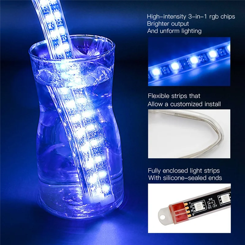 T47C_Motorcycle LED Underglow Kit، شرائط RGB مقاومة للماء لهارلي ديفيدسون هوندا كاواساكي سوزوكي، 12 قطعة