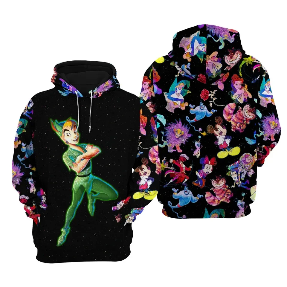 2024 Spring and Autumn New 3D Printing cartoon Peter Pan Unisex Couple Hoodie Children's Street Leisure Sports Large Pullover