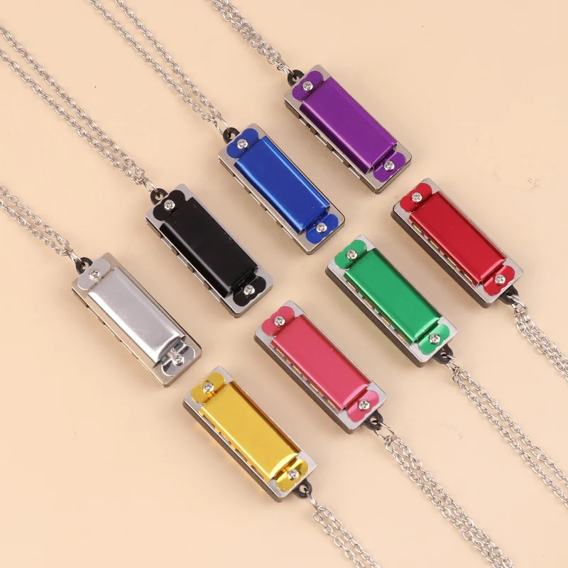 New 4-Hole 8-Tone Mini Necklace Harmonica Musical Instrument Toys For Kids Children's Elementary School Entrance Music Toy Gift view 2