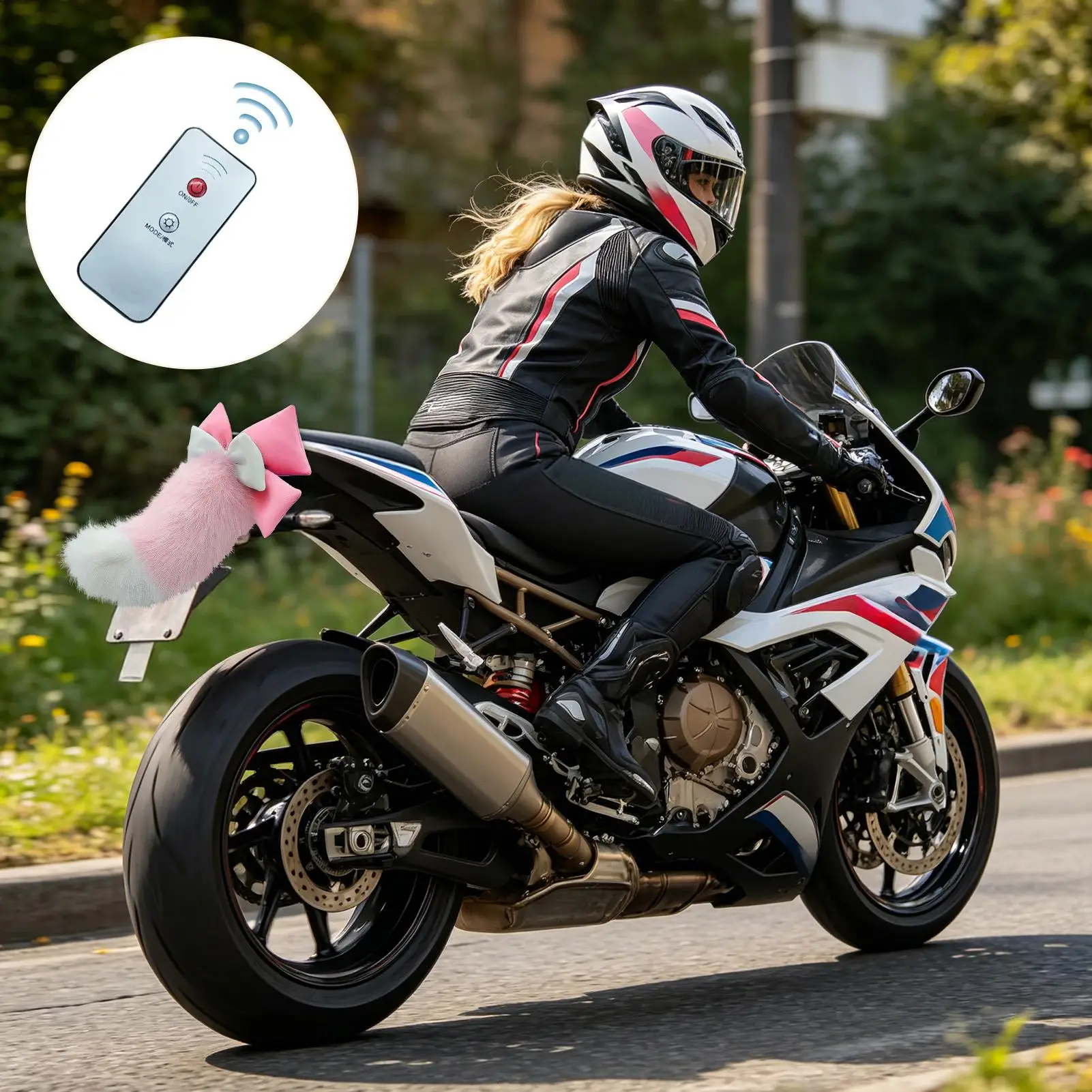 Cat Tail For Car Wireless Remote Control Self-Adhesive Realistic Decor Remote Control Electric Car Tail For Bumper Trunk RV