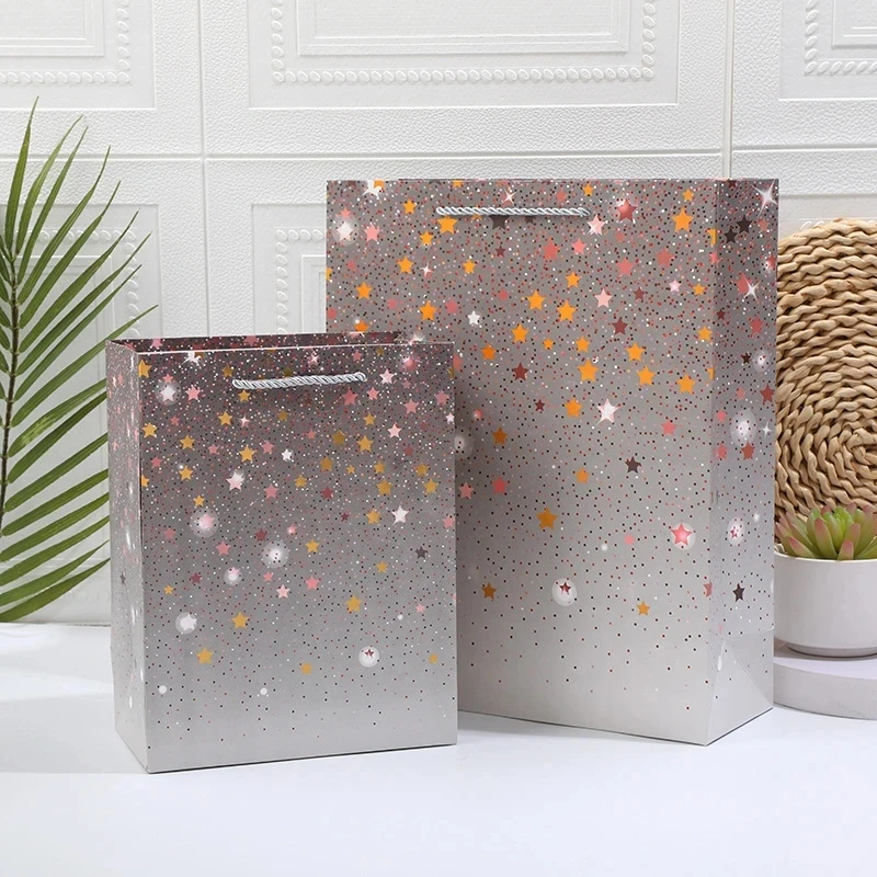 48pcs/Lot Gift Bag Party Present Bag Jewelry Packaging Bag Portable Paper Bag Gift Shop Hand Paper Bag Clothes Wholesale