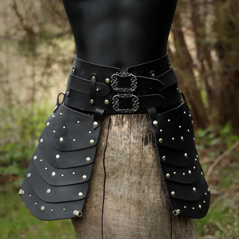 Verstelbare Middeleeuwse Oude Tovenaar Gladiator Greaves Riem Rollenspel Cosplay Kostuum Lederen Armor Romeinse Rok Party Props