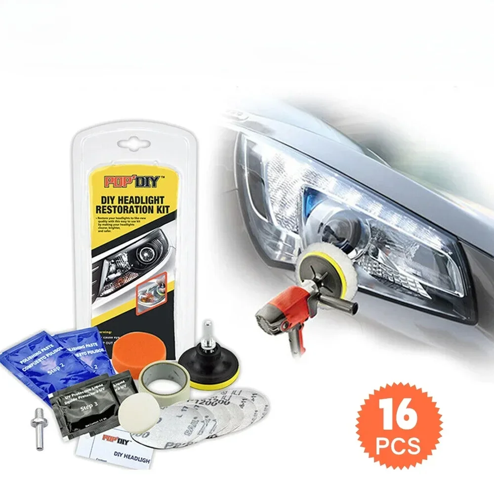 

Headlight Restoration Kit Car Light Polisher Restorer Repair Polishing Paste Detailing Headlamp Waxing Liquid Polymer Tools