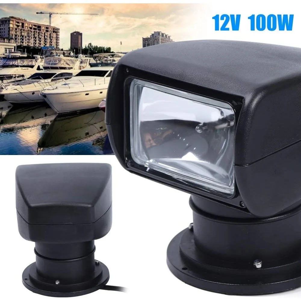 Outdoor Lamp 100W Bulb Spotlight for Boat Truck Car Marine Searchlight Lighting 2500LM 12V 360° Rotate Halogen Searchlight