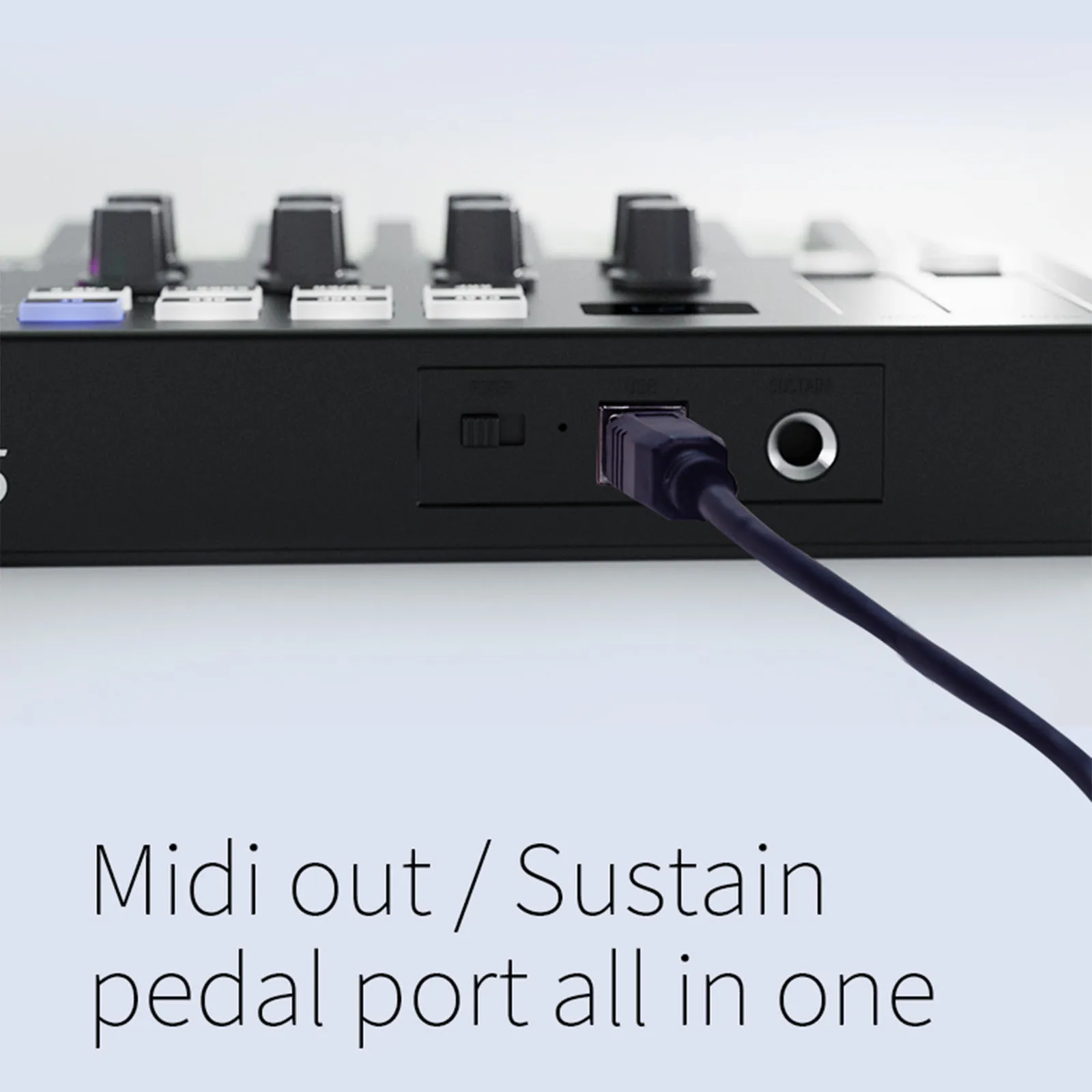 

W/semi-Weighted Action Portable 25-Key Midi Keyboard- 8 Backlit Pads & Knobs, Bluetooth 5.0 for On-The-Go Music Production