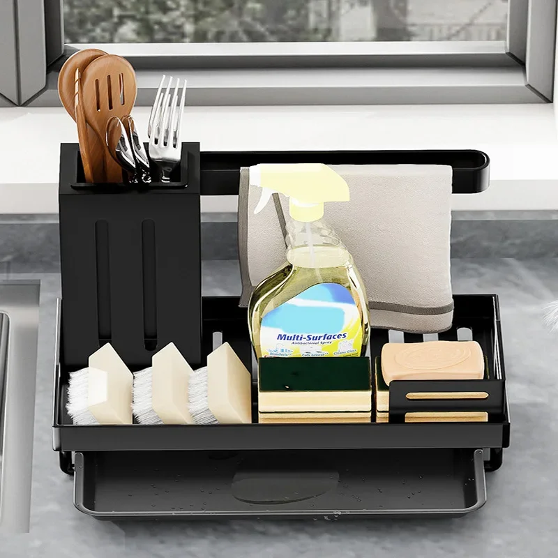 

Kitchen Utensils Drainage Rack Towel Sponge Rag Dishcloth Rack Countertop Sink Drainage Basket Shelf Bathroom Shampoo Holder