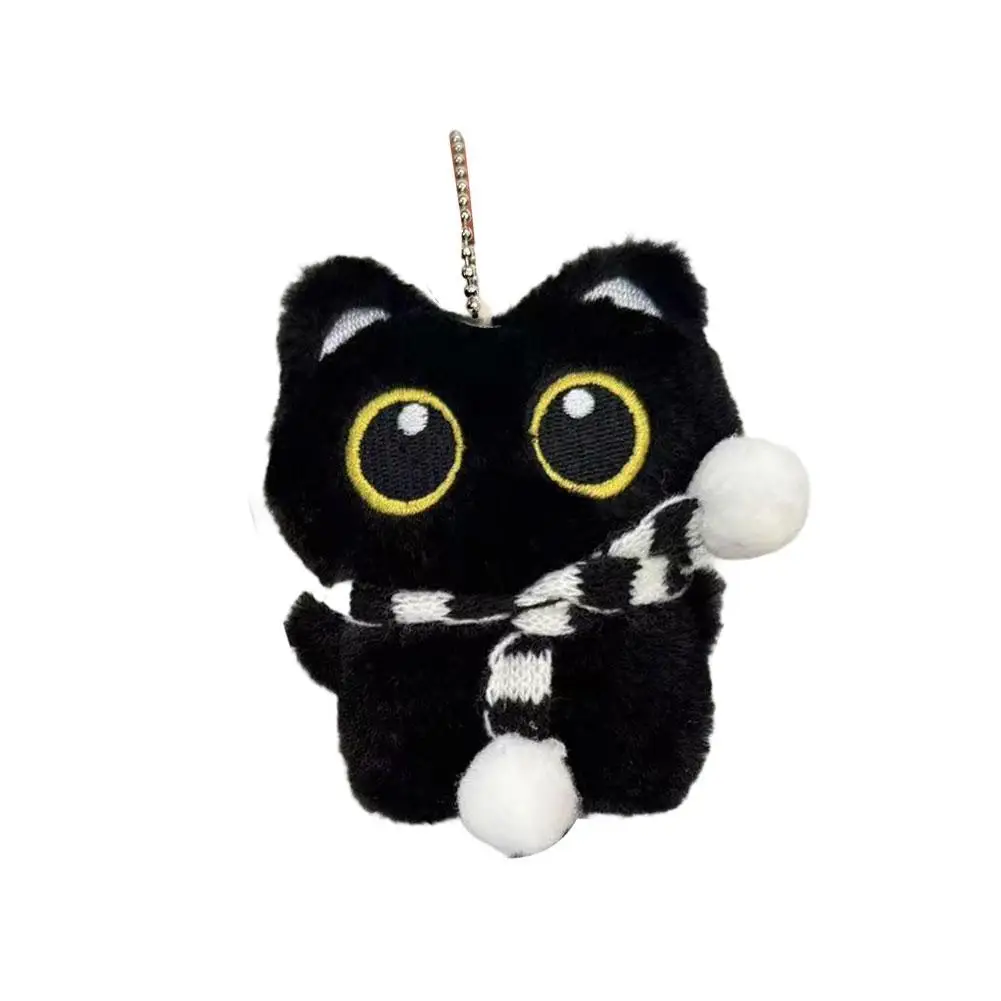 Süße schwarze Katze Plüschtier Puppe Schlüsselanhänger kleiner Anhänger Auto Schlüsselanhänger Kätzchen Spielzeug Puppe für Jungen Mädchen Geburtstagsgeschenke