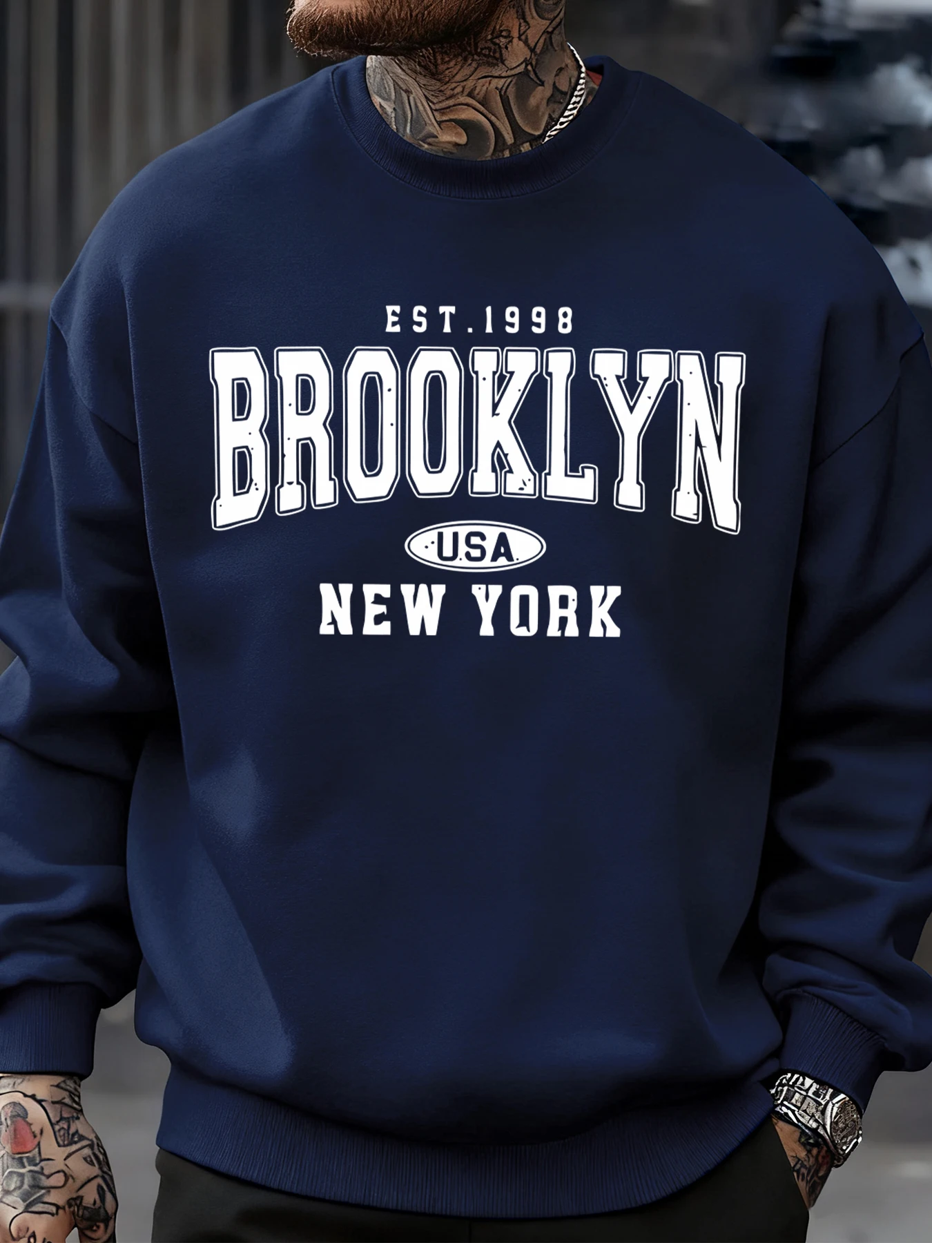 26 Brooklyn New York Usa Print Herren-Sweatshirt Street-Fashion Pullover Fleece Herbst Locker Sitzende Oberteile Lässige Rundhals-Kleidung Unisex – Detail 16