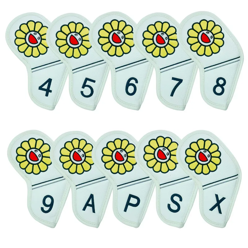 Lucky sunflower Golf Iron Cover Cover Irons Club PU Leather Golf Head Cover Golf Accessories 10 Piece Set