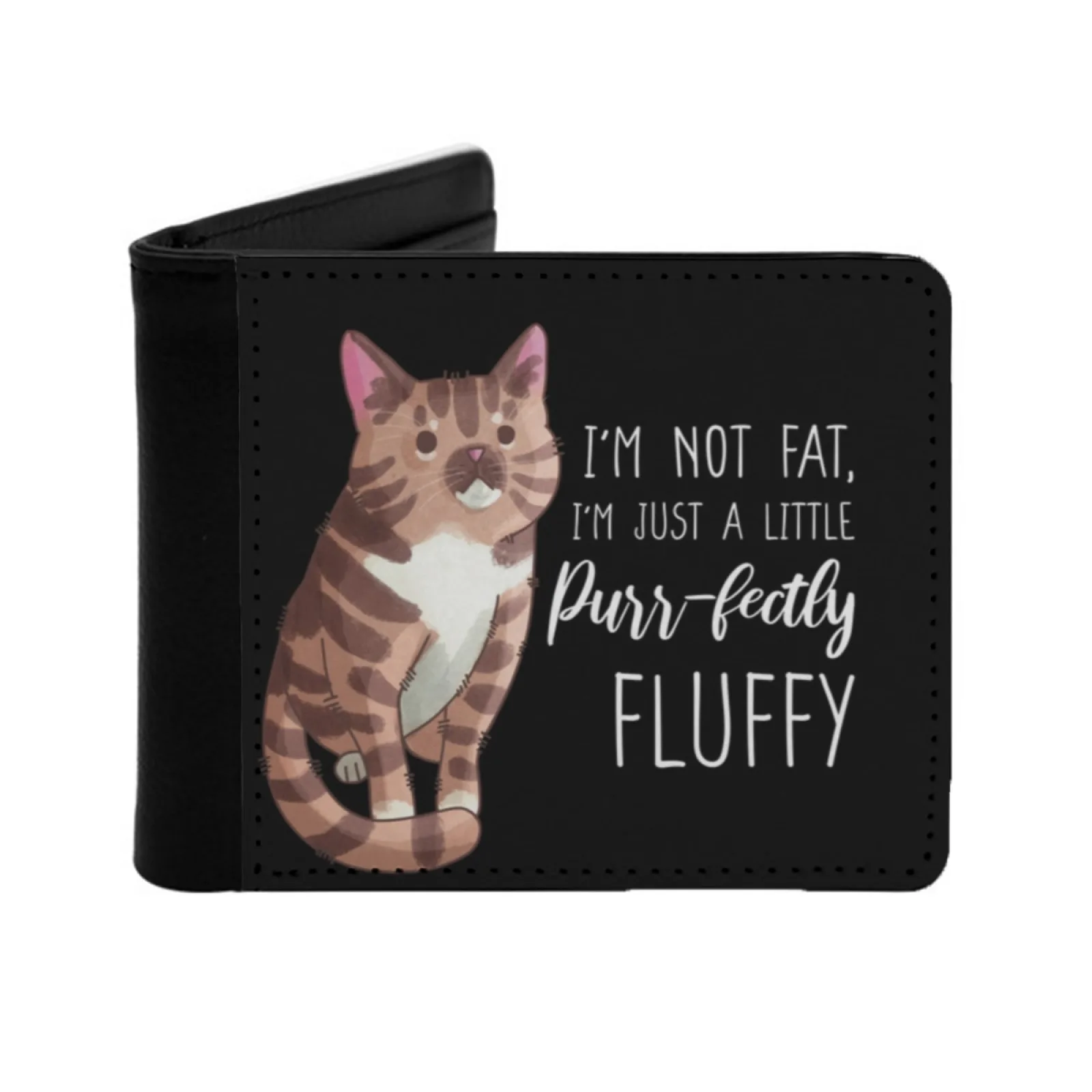 

Персонализированный мужской кожаный кошелек I'M Not Fat Tabby Cat, сумка для денег, кошелек из искусственной кожи, Im Not Fat Perfectly Fluffy Just