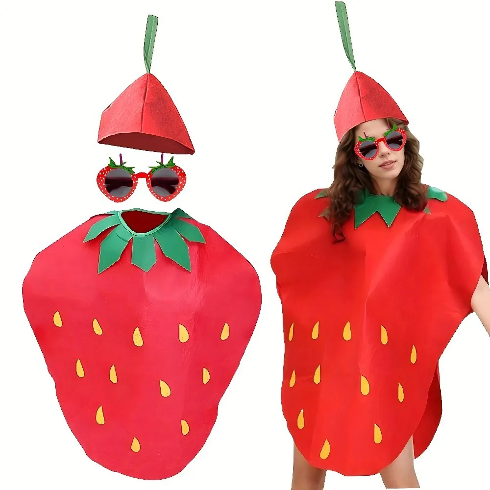 

Halloween Strawberry Set Children's Day Performance Clothing Non Woven Fabric Handmade Eco Friendly Fashion Show