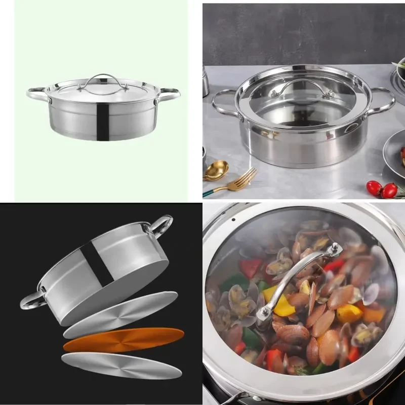 Stainless Steel Non Stick Soup Pot Heavy Duty Gas Cooker Exquisite Appearance Low Cost