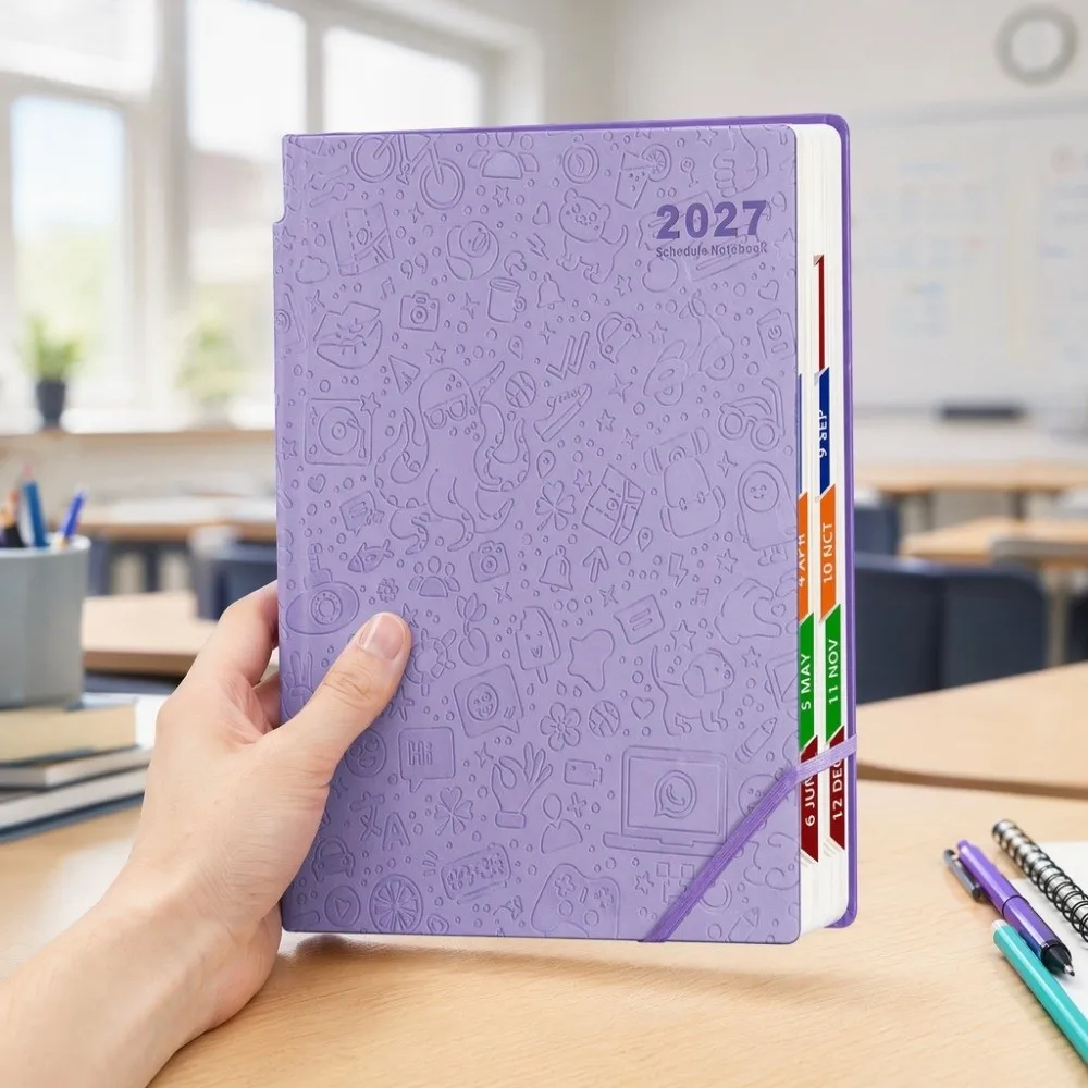 A5 2027 Schedule Book Convenient Calendar Notebook Agenda Planner Notebook Funny Cartoon Thick Paper Time Management Planner