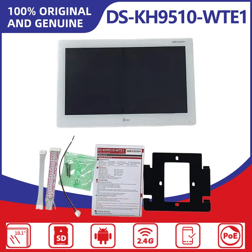 

Hikvision DS-KH9510-WTE1(B) 10.1" Touch Screen IP Indoor Station Android 10 PoE Video Intercom Monitor for Home Security System