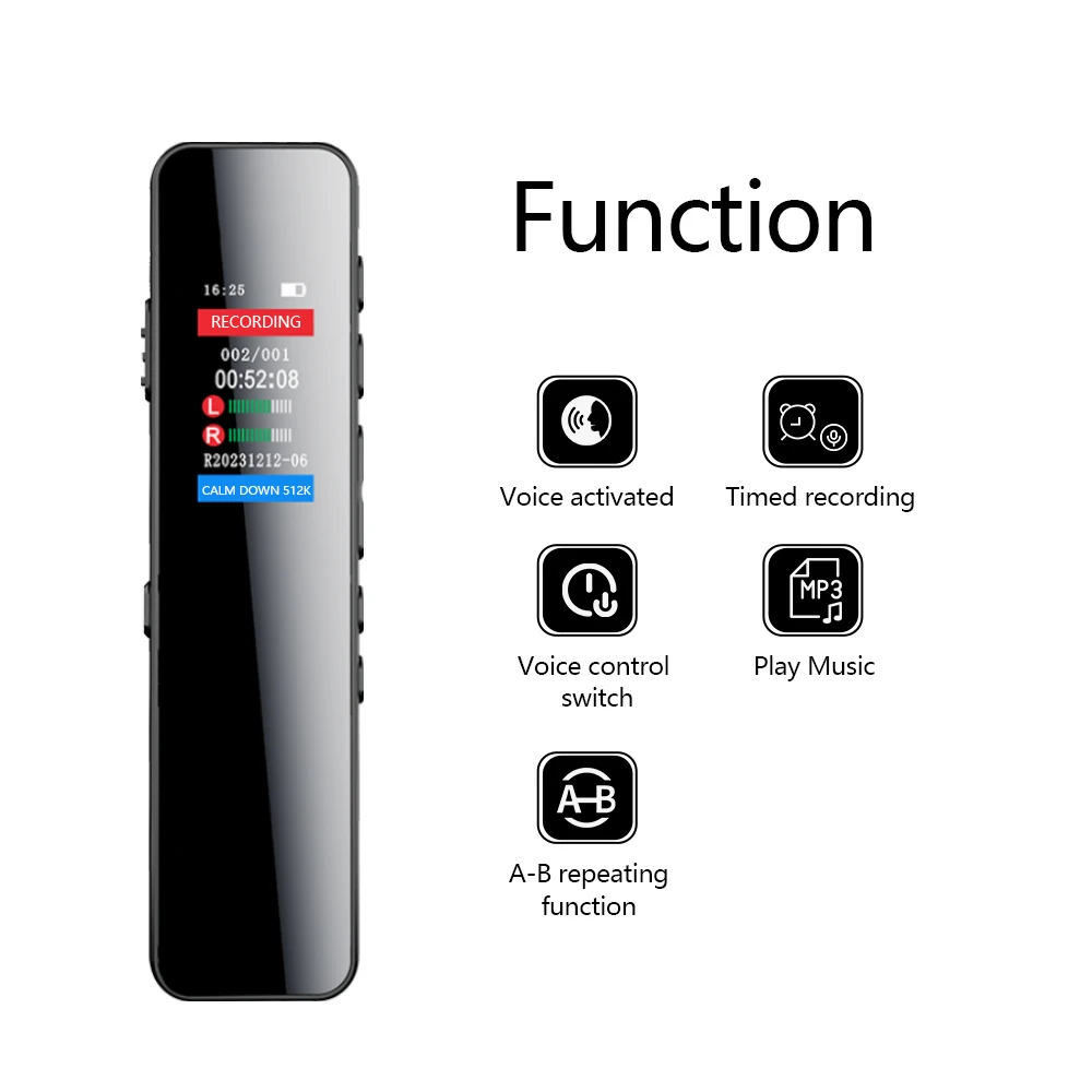 Vandlion V70 Digital Audio Voice Activated Recorder WAV 1536kbps Type-C Long Time Recording One Button to Record Dictaphone