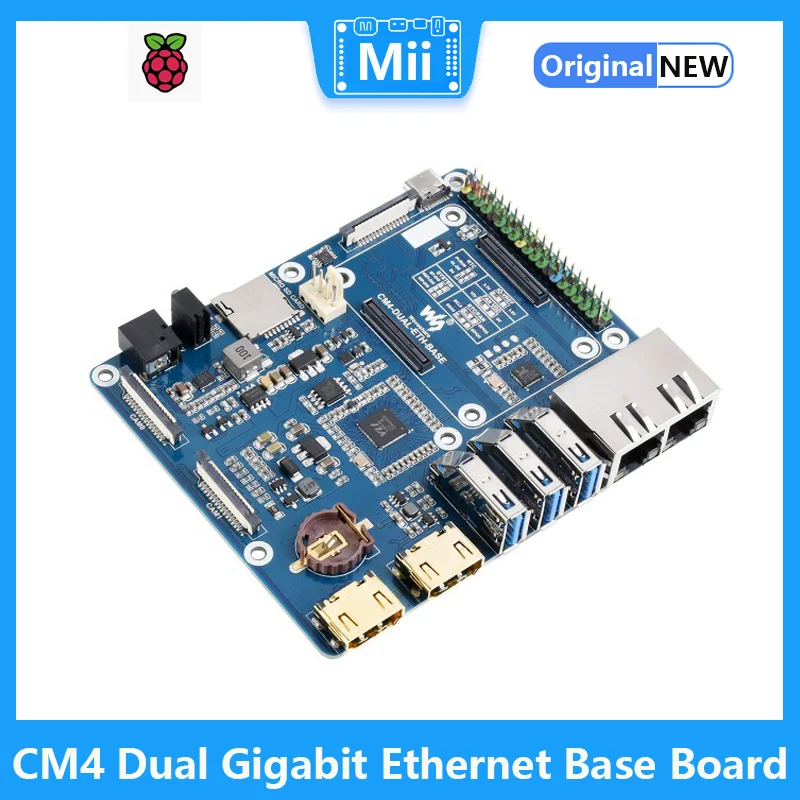 Dual Gigabit Ethernet Base Board Designed for Raspberry Pi Compute Module 4, Powerful Ethernet Capability