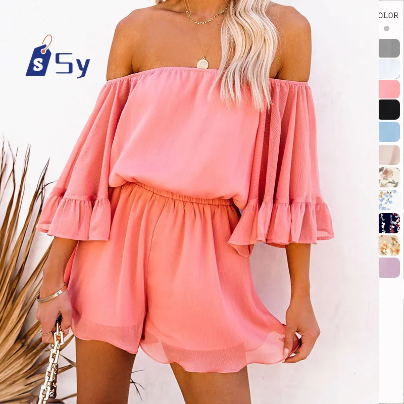 

Sy Summer Dresses For Women Beach Sexy Shoulder Tunic Sundresses Casual Loose Fit Bell Sleeve Casual Dress With Short Sleeves