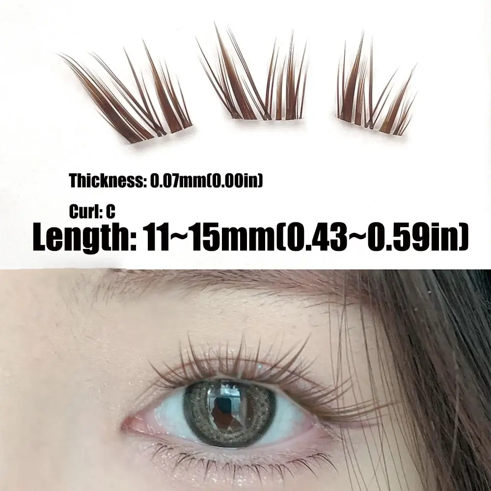 Mulheres estilo olho de gato marrom lash clusters natural diy cílios individuais clusters extensão de cílios