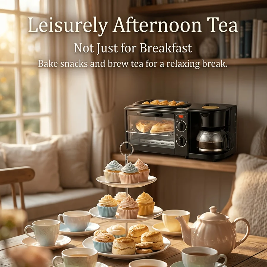 Breakfast Maker, Toaster, Sandwich Oven, Coffee Maker, Small Appliances 3-in-1 Multifunctional Home Toaster