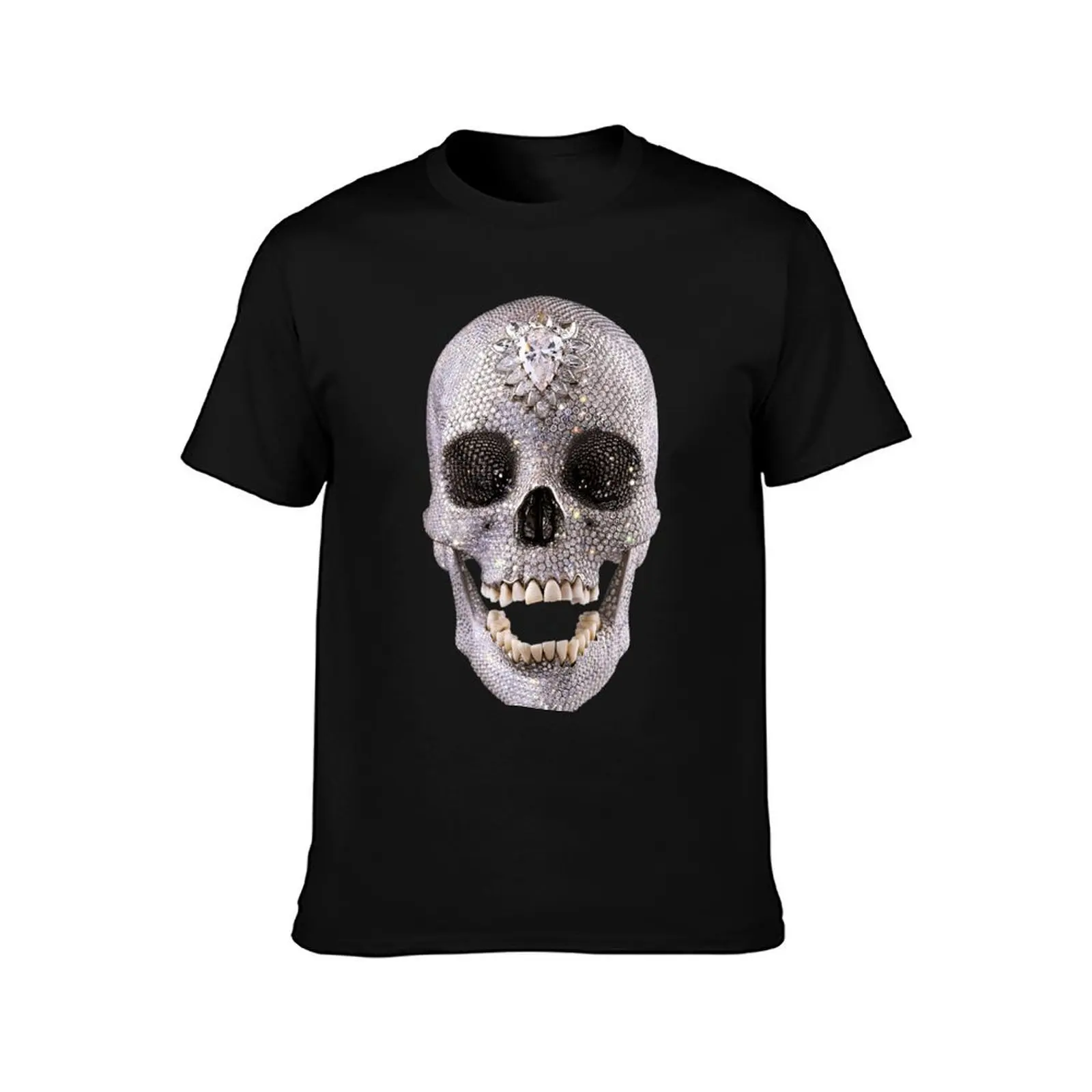 Diamond Skull Bling Shiny Sparkle Skull Diamond \t T-Shirt Summer Casual Cotton Tee Oversized Streetwear Tops 100% Cotton