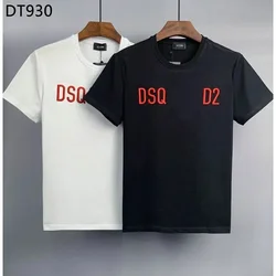 DSQ2 Streetwear Embroidery T-Shirt Men High Quality Letter Short ICON T Shirt 2024 Cotton Casual Summer Graphic T Shirts