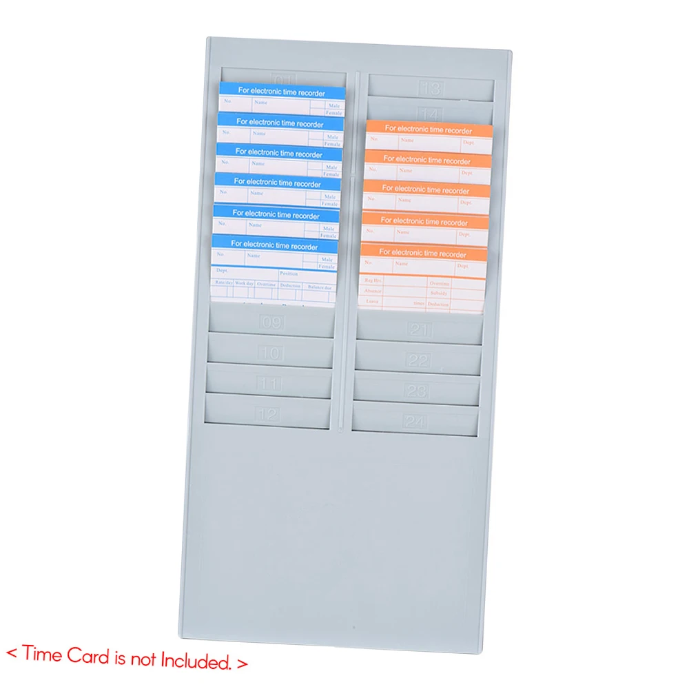 Bisofice Time Card Rack Wall Mount Holder 24 Pocket Slot for Attendance Recorder Punch Time Office